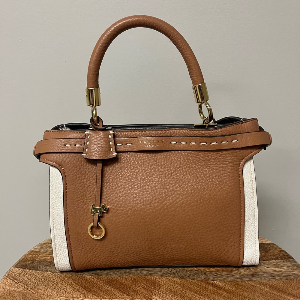 Radley London Bedford Row Satchel in Tan and Ivory Leather